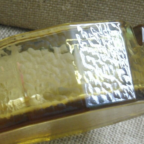 Vintage Blenko Amber Glass Pebble Textured Ashtray - Picture 14 of 14